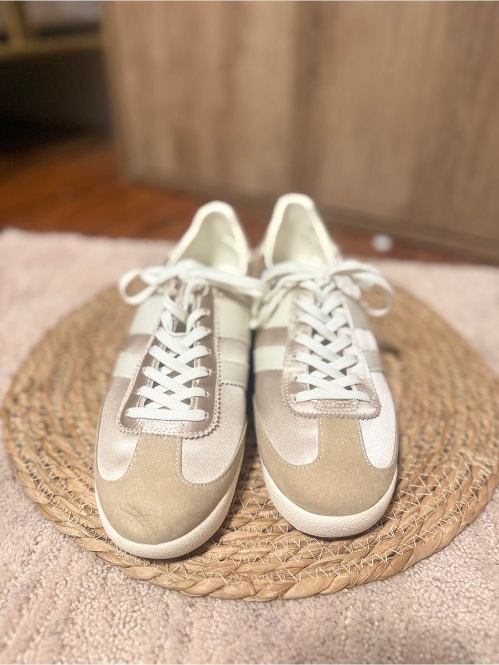 Madden Girl Beige and Cream Lace-Up Sneakers